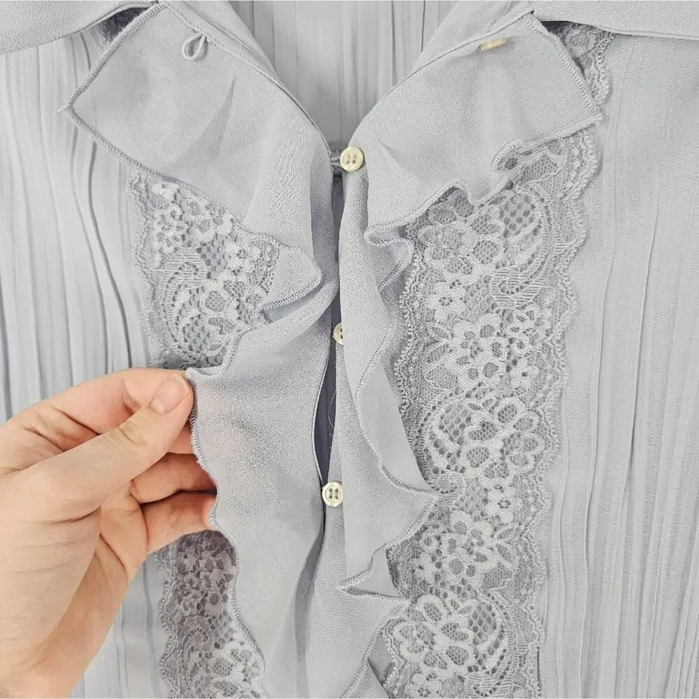 Free People Light Blue Chambray Sky Bad at Love Blouse L